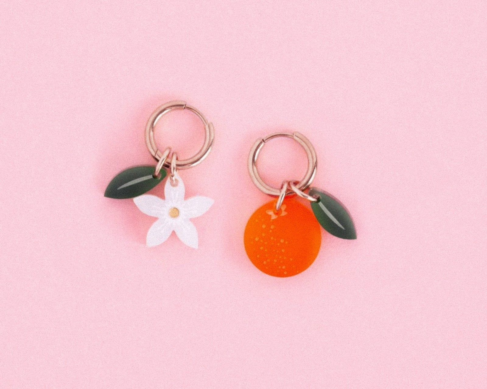 Fruit Kollektion x Orange mit Orangenblüte Ohrring Set - acutecolor
