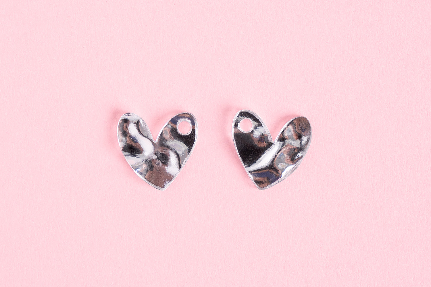Liquid Chrome Herz Ohrring Set