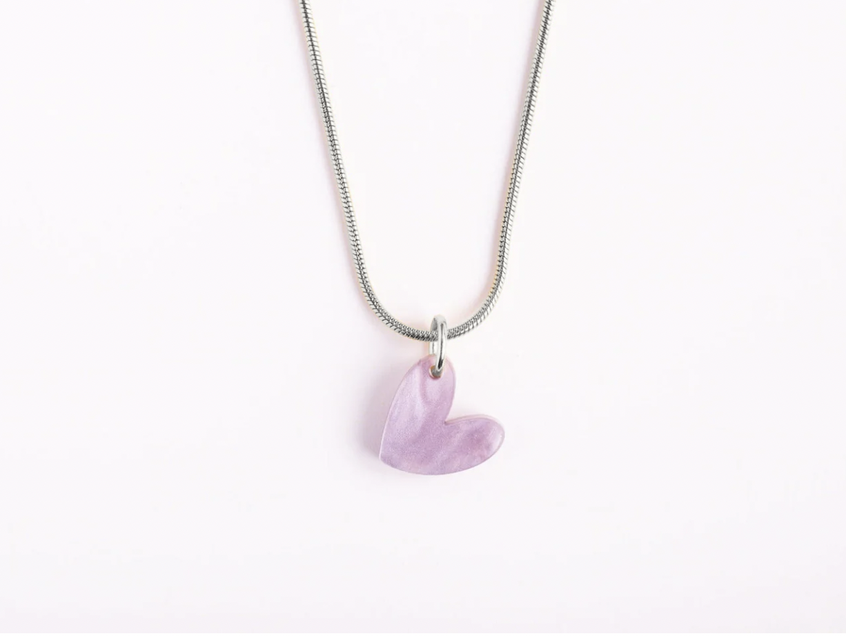 Necklace with purple heart pendant