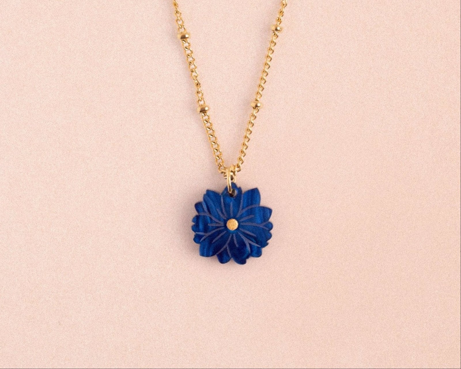 Kette mit Geburtsblume Juli - Rittersporn - acutecolor