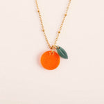 Kette mit Orange und Blatt Anhänger - acutecolor