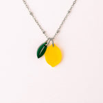 Kette mit Zitrone und Blatt Anhänger - acutecolor
