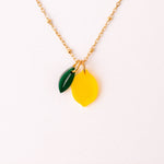 Kette mit Zitrone und Blatt Anhänger - acutecolor