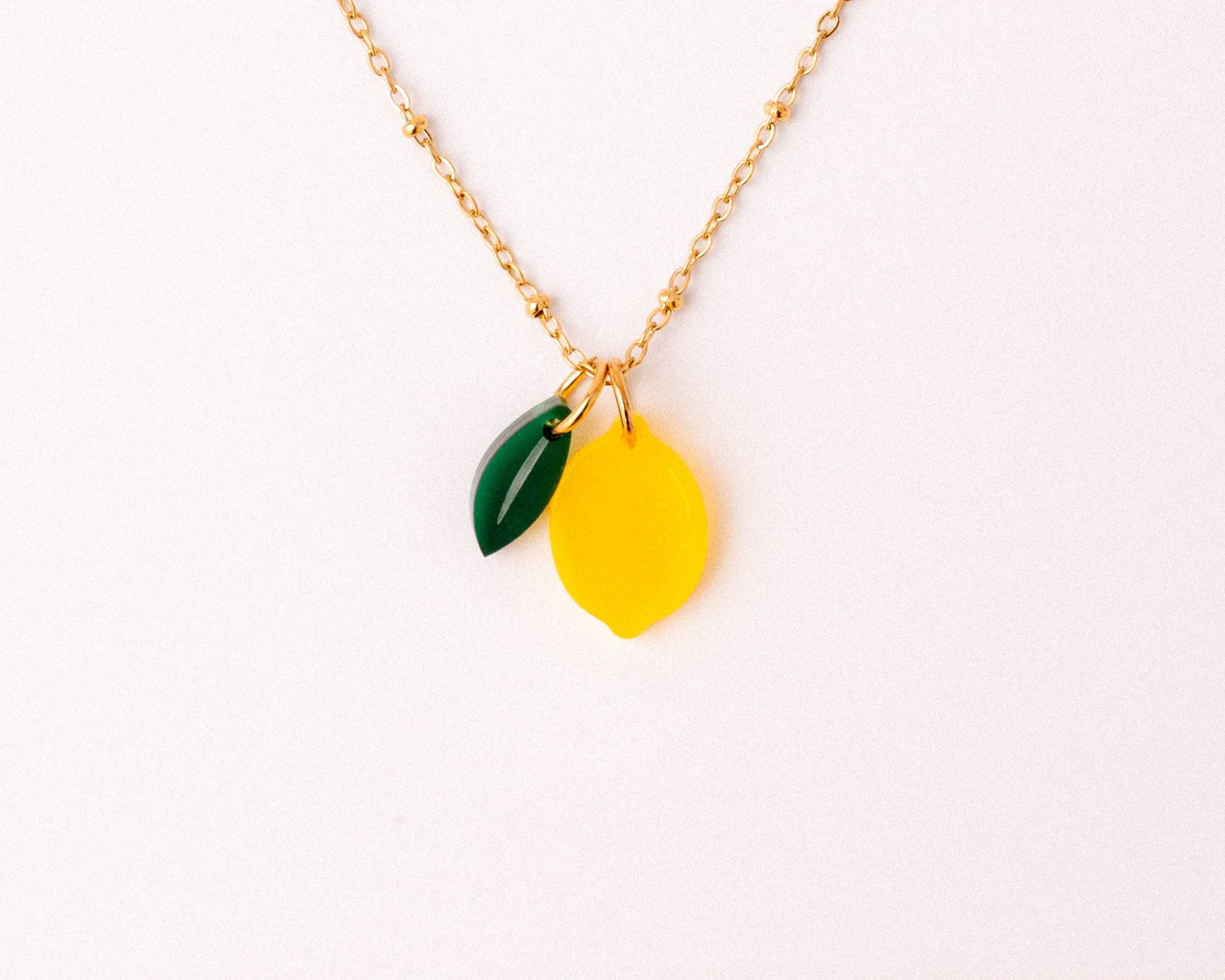 Kette mit Zitrone und Blatt Anhänger - acutecolor