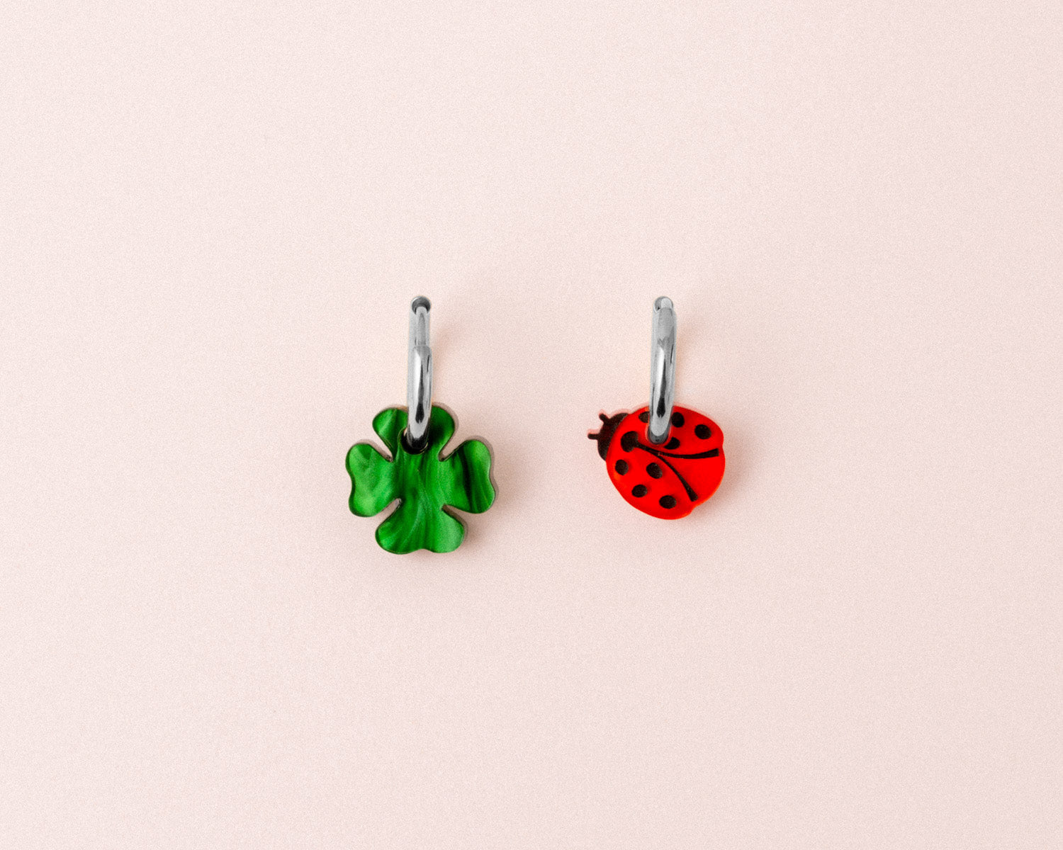 Marienkäfer und Kleeblatt Ohrring Set - acutecolor