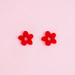 Midi Blumen Hoop Ohrringe in Poppy Red - acutecolor
