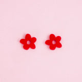Midi Blumen Hoop Ohrringe in Poppy Red - acutecolor