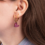Mismatch Herzen Ohrringe in Rosa Perlmutt und Weinrot - acutecolor