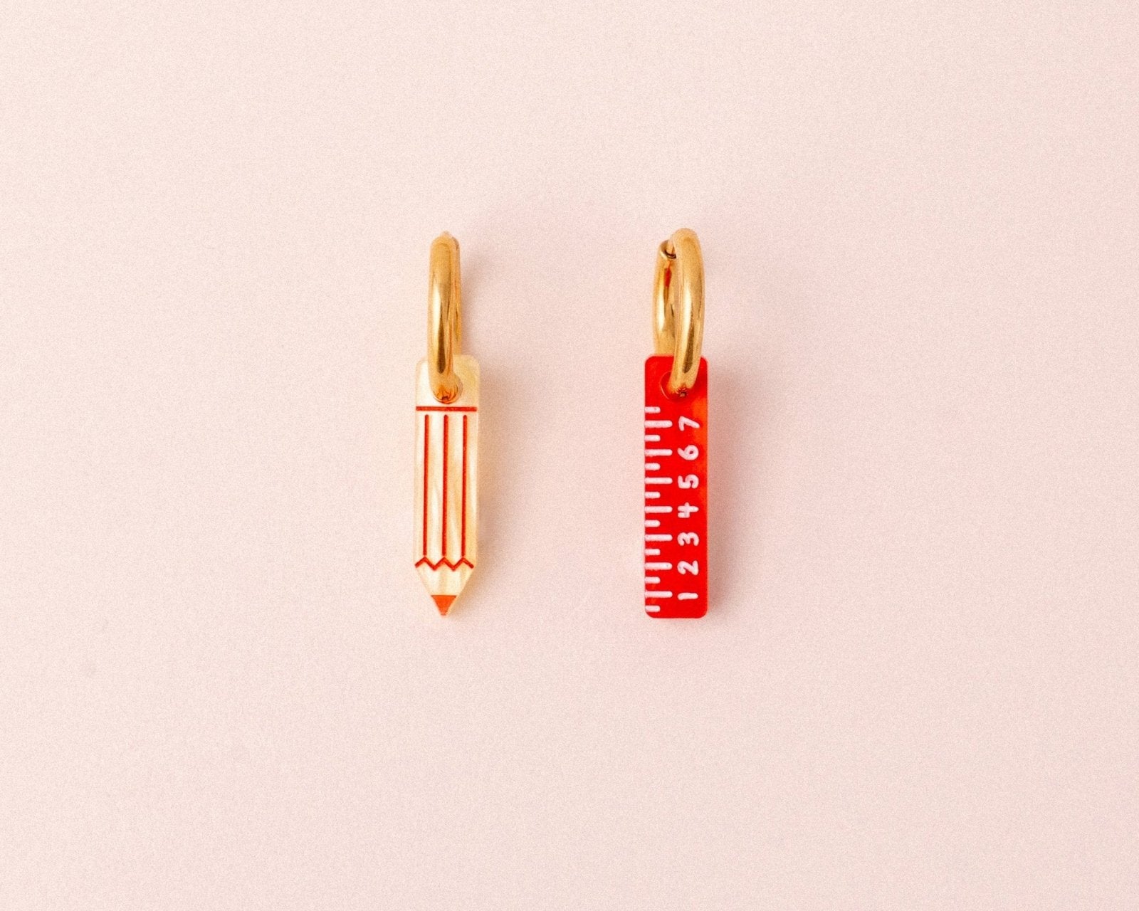 Mismatch Stift und Lineal Ohrring Set - acutecolor