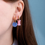Nähgarn und Wollknäuel Ohrring Set - acutecolor