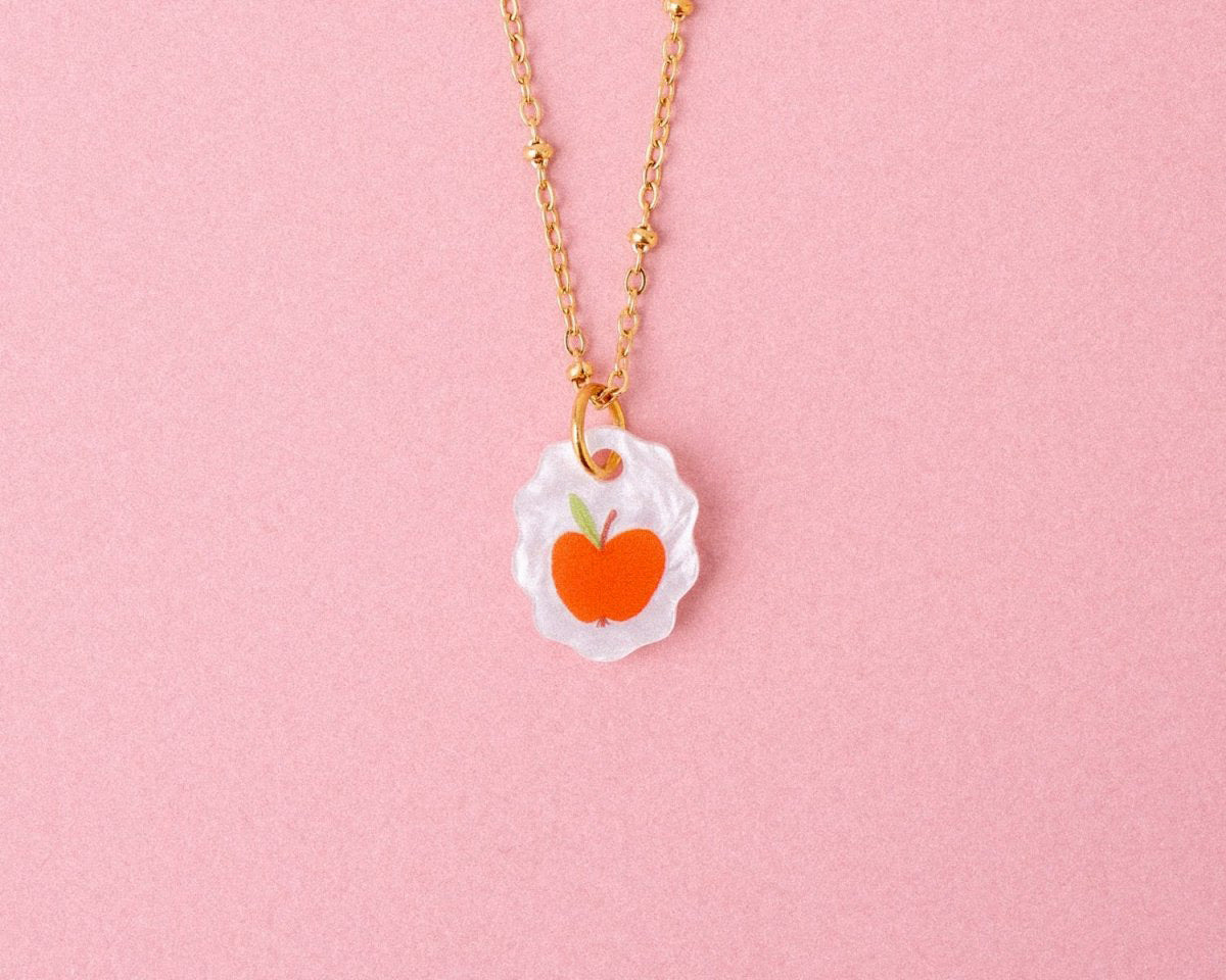 Ovale Charm Kette mit Apfel - acutecolor