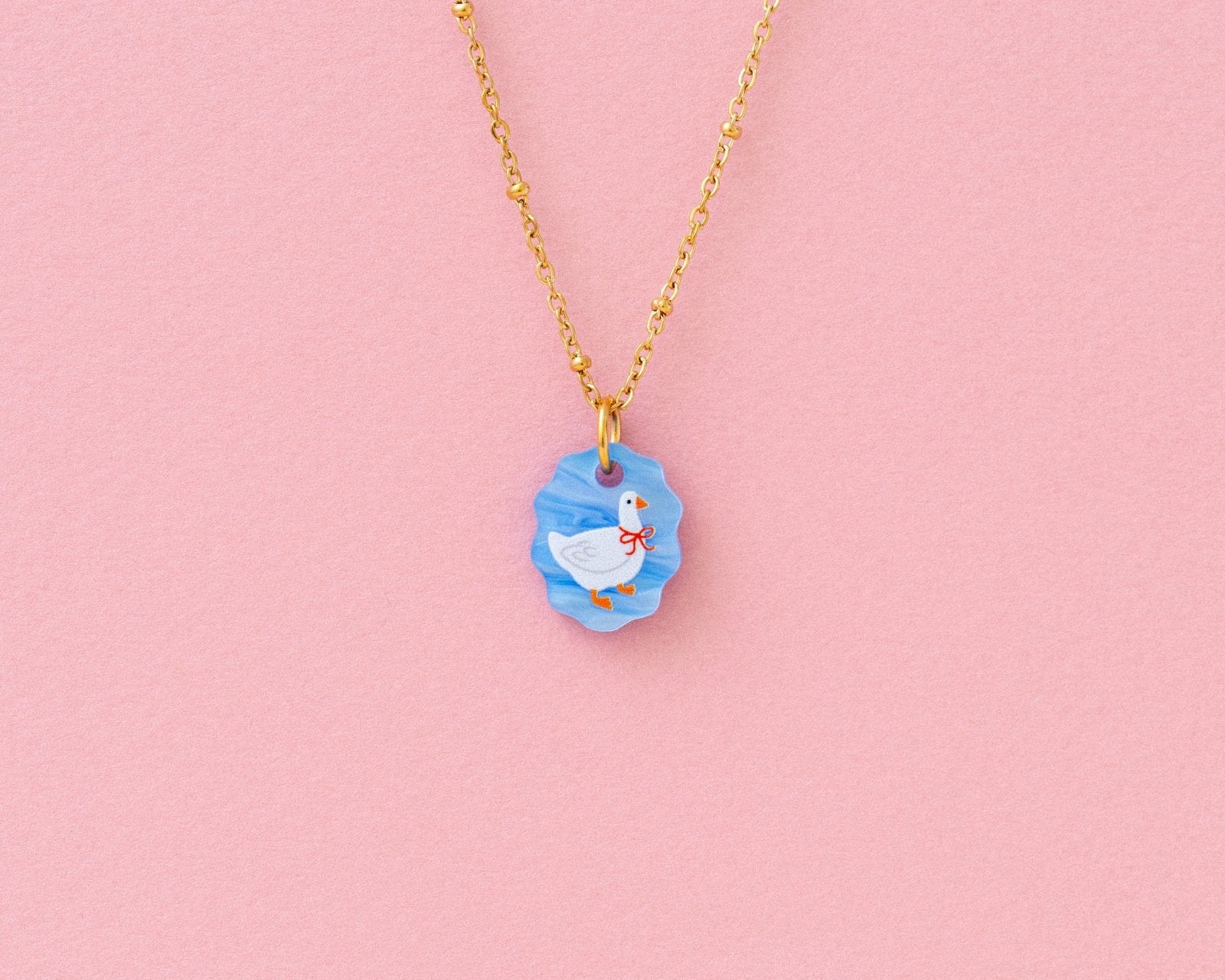 Ovale Charm Kette mit Gans - acutecolor