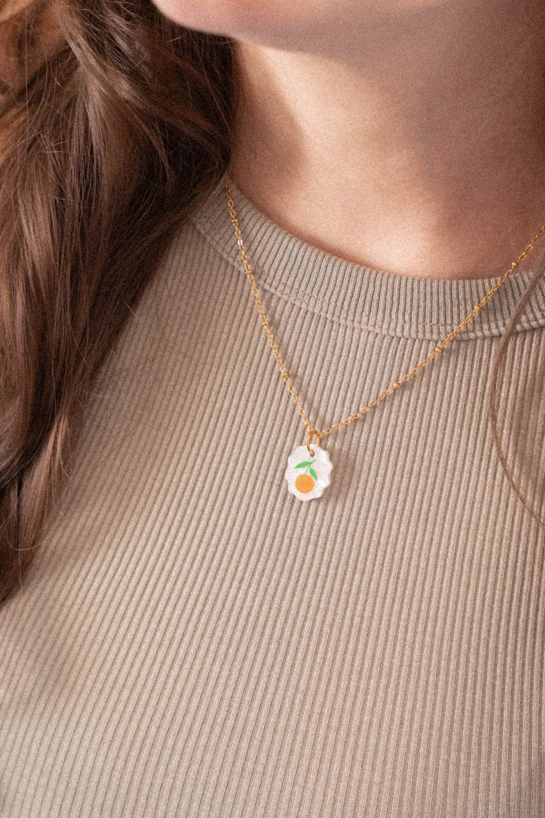 Ovale Charm Kette mit Orange - acutecolor