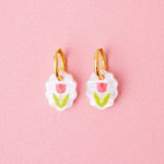 Ovale Charm Ohrringe mit Tulpen - acutecolor