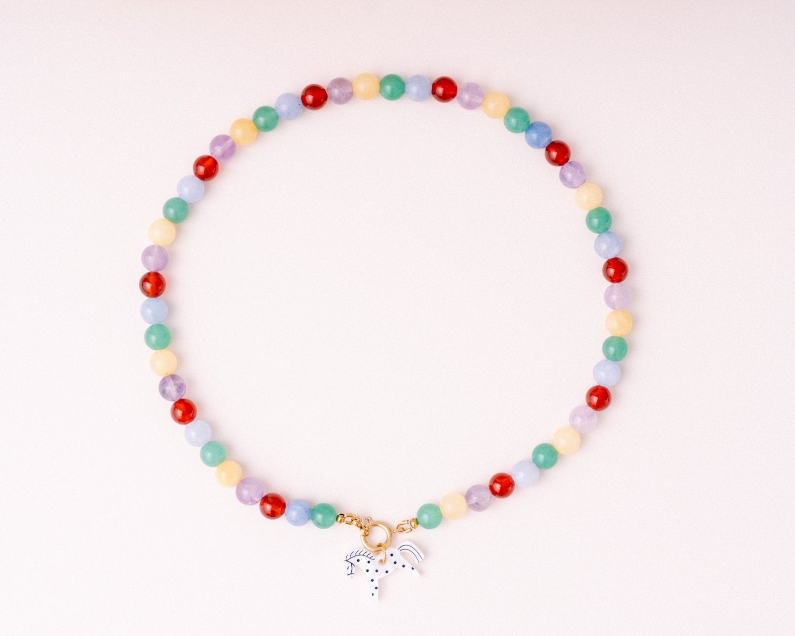 Perlenkette mit Charm Verschluss - Rainbow - acutecolor