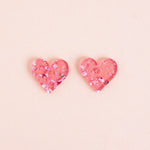 Pink Glitzer Konfetti Herz Ohrringe - acutecolor