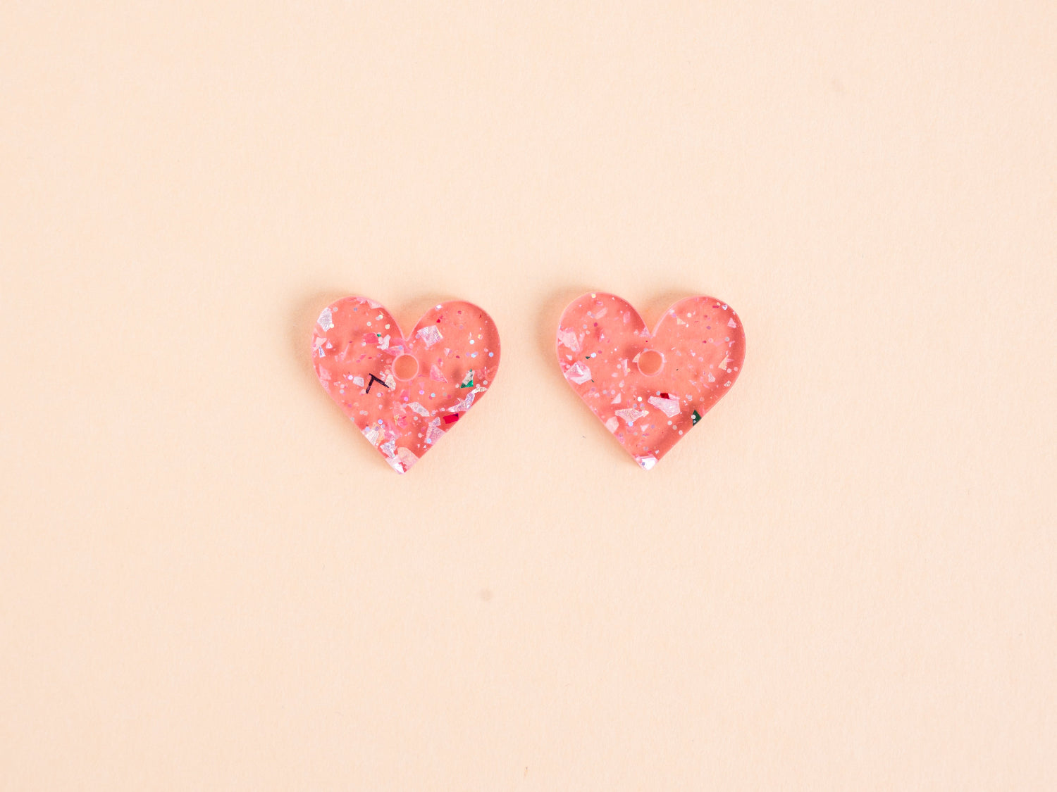 Pink Glitter Confetti Heart Earrings