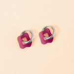 Wavy Shape Ohrring Set in Plum - acutecolor