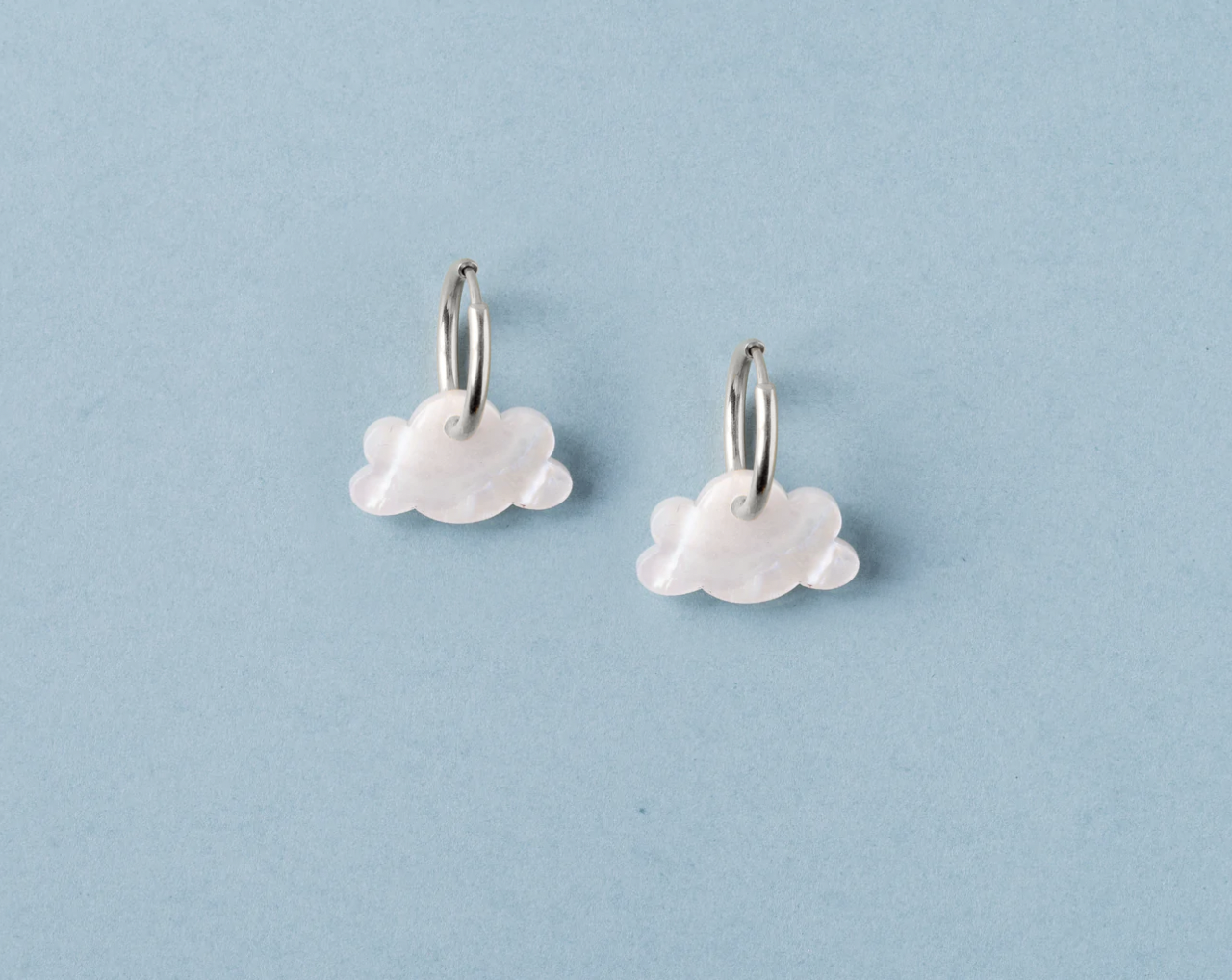Pearly white cloud earrings with hoops