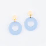 Colorblock dot earrings in ice blue / cream