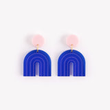 Colorbock 'Arch' arch stud earrings in cobalt + rose