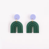 Colorbock 'Arch' arch stud earrings in emerald green + lilac