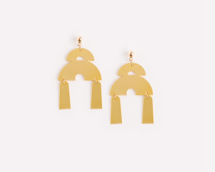 Double Arches Pendel Messing Bogen Ohrstecker