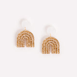 'Arch' arch stud earrings in gold confetti and mother of pearl