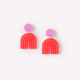 Colorbock Arch arch stud earrings in strawberry+fuchsia