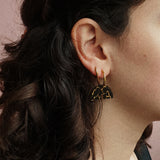 Large Kintsugi Arch Hoop Earrings in Black Gold