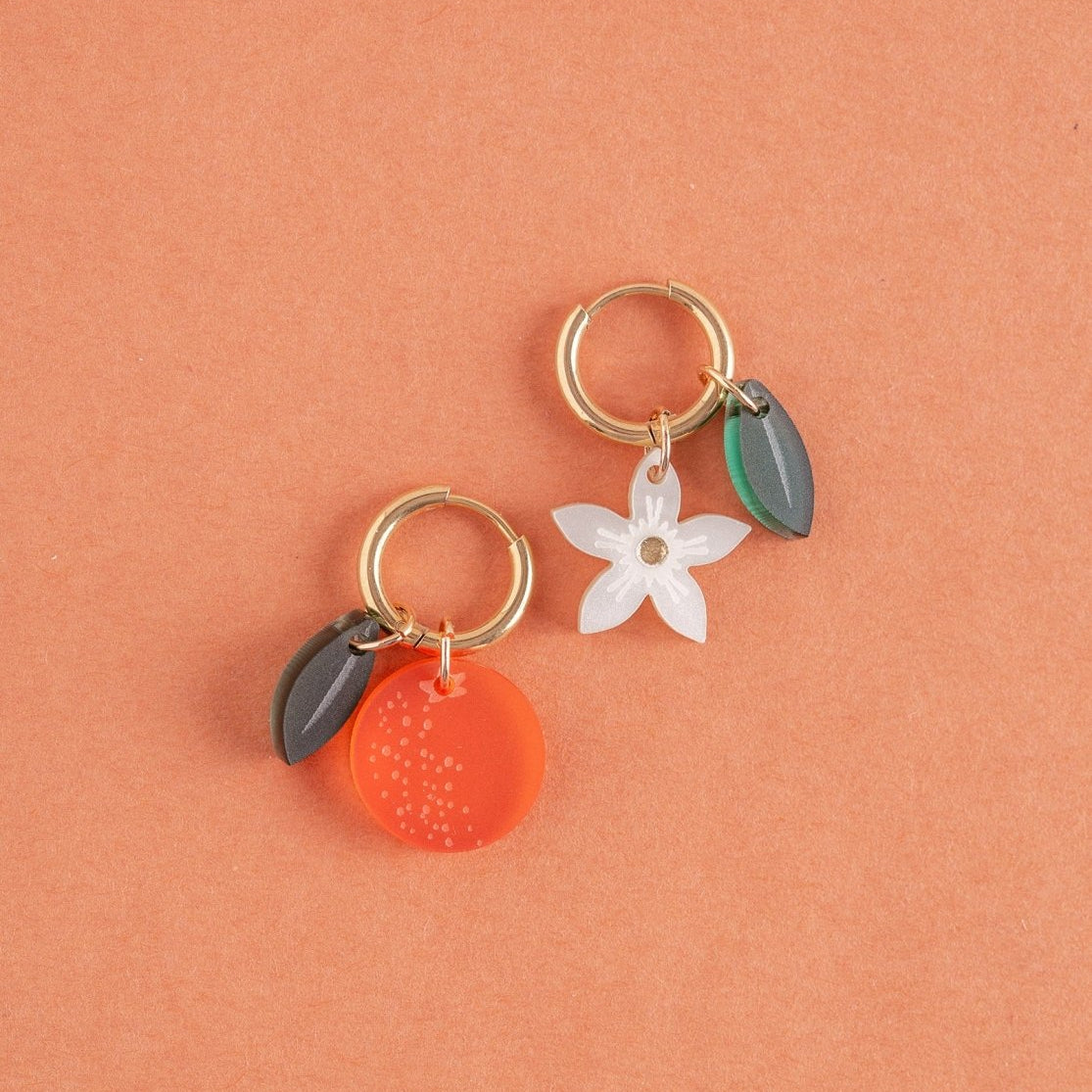acutecolor Fruit Kollektion x Orange mit Orangenblüte Ohrring Set