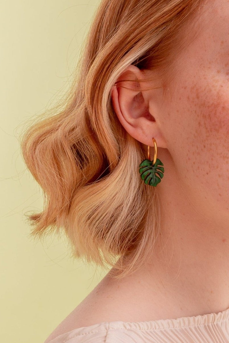 acutecolor Grüne Monstera Blätter Ohrringe