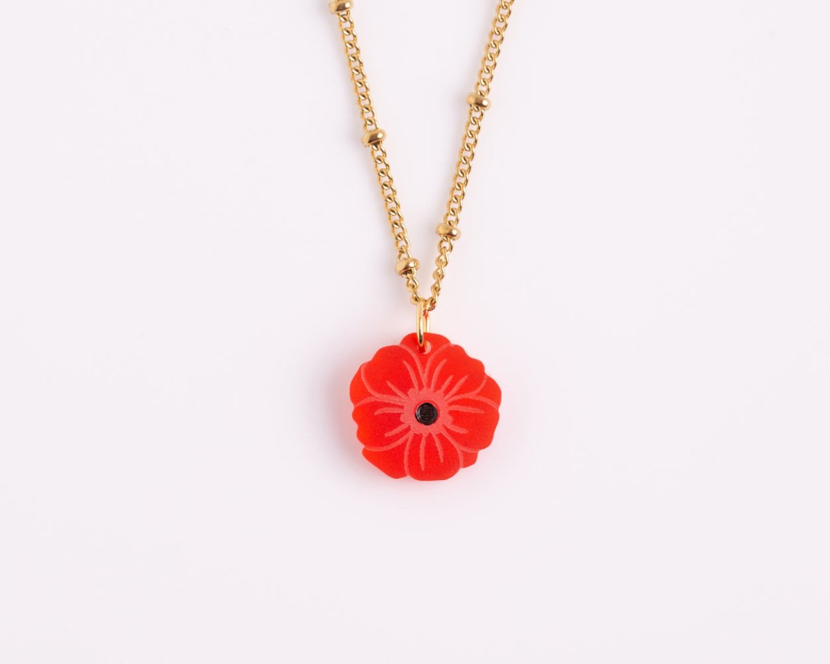 acutecolor Kette mit Geburtsblume August - Mohnblume