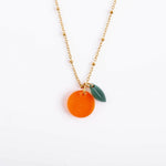 acutecolor Kette mit Orange und Blatt Anhänger
