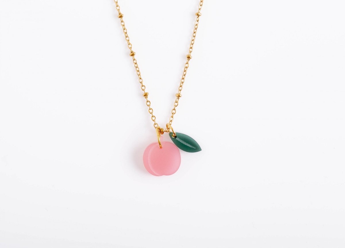 acutecolor Kette mit Pfirsich und Blatt Anhänger