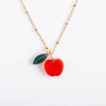 acutecolor Kette mit rotem Apfel und Blatt Anhänger