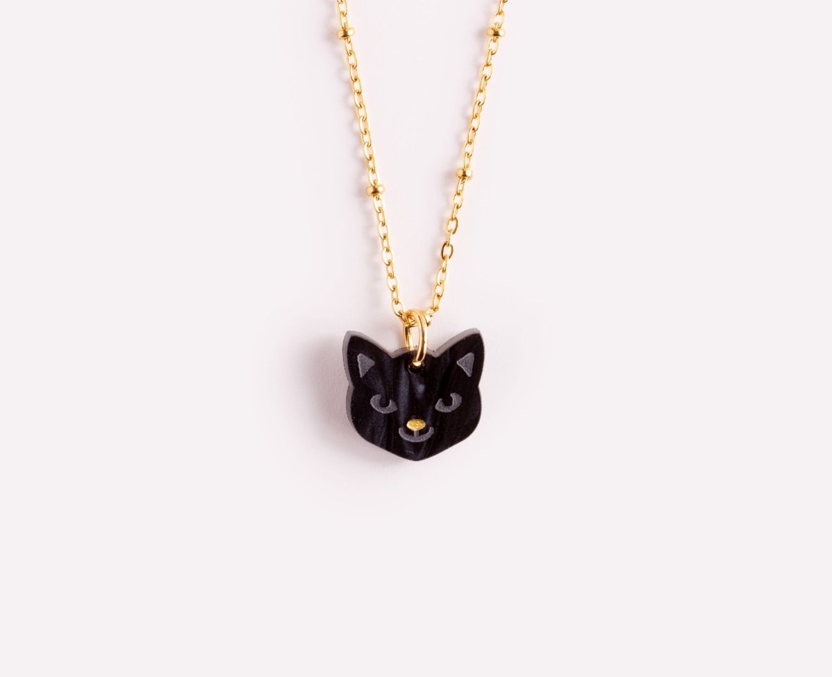 acutecolor Kette mit schwarzem Katzen Anhänger